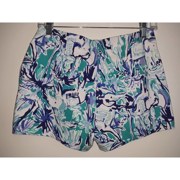 Lilly Pulitzer Sz 0 MARINA Bold Print Elephant Appeal Knit Shorts - Picture 3 of 9